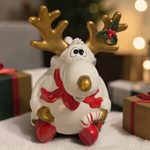 Fitz and Floyd Omnibus Whimsical Reindeer Pitcher Christmas Reindeer Collection